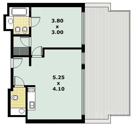 Departamento de 2 ambientes  con balcón terraza  en venta Palermo - Con renta